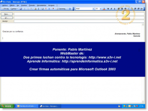 Crear firmas en Microsoft Outlook 2003
