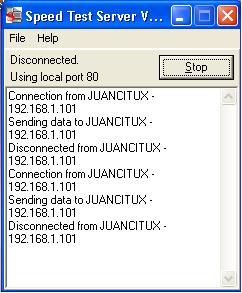 Esto es lo que muestra el lado servidor  al terminar el test.