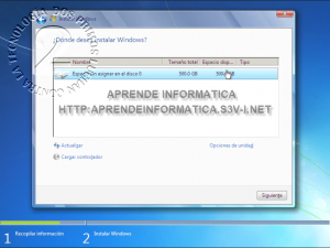 Windows 7 - Particionar en la instalación