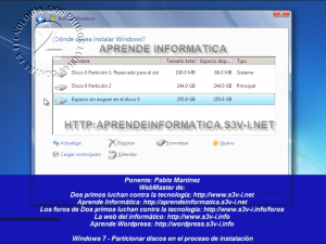 Windows 7 - Particionar en la instalación