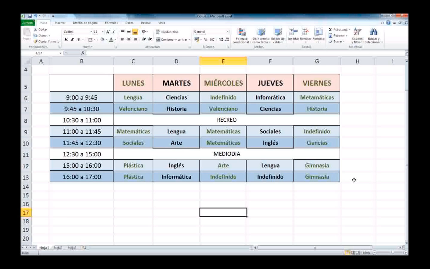 Hacer Horarios En Excel Office 2010 - Haz tu horario semanal con Excel 2010 siguiendo los pasos de  este vídeo