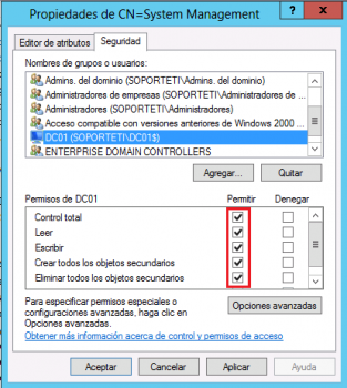 Permisos sobre contenedor